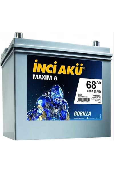 12V  68 Ah  Akü  600 En Maxim A Gorilla İnci̇ Tırnaksız Hyundai̇ İ20 Accent Era
