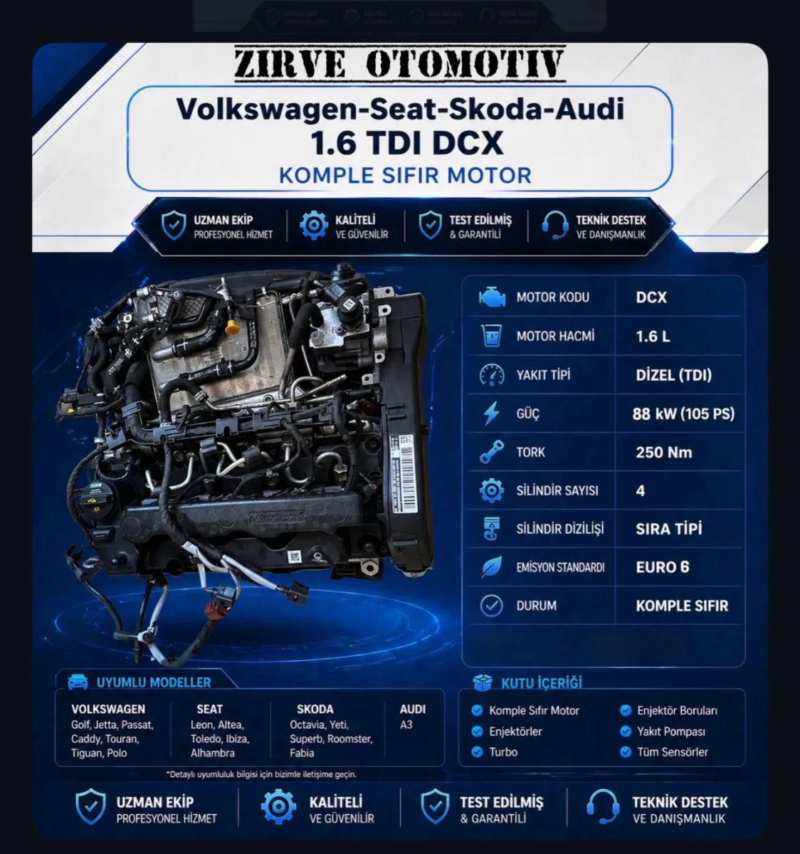 Dcx Komple Motor Passat 1,6 Tdi̇